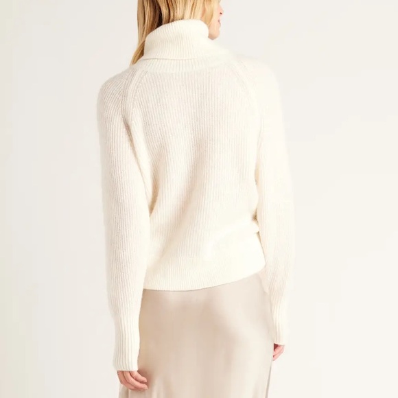 Quince Cream Baby Alpaca-Wool Turtleneck Cowl Neck Sweater - Picture 2 of 7